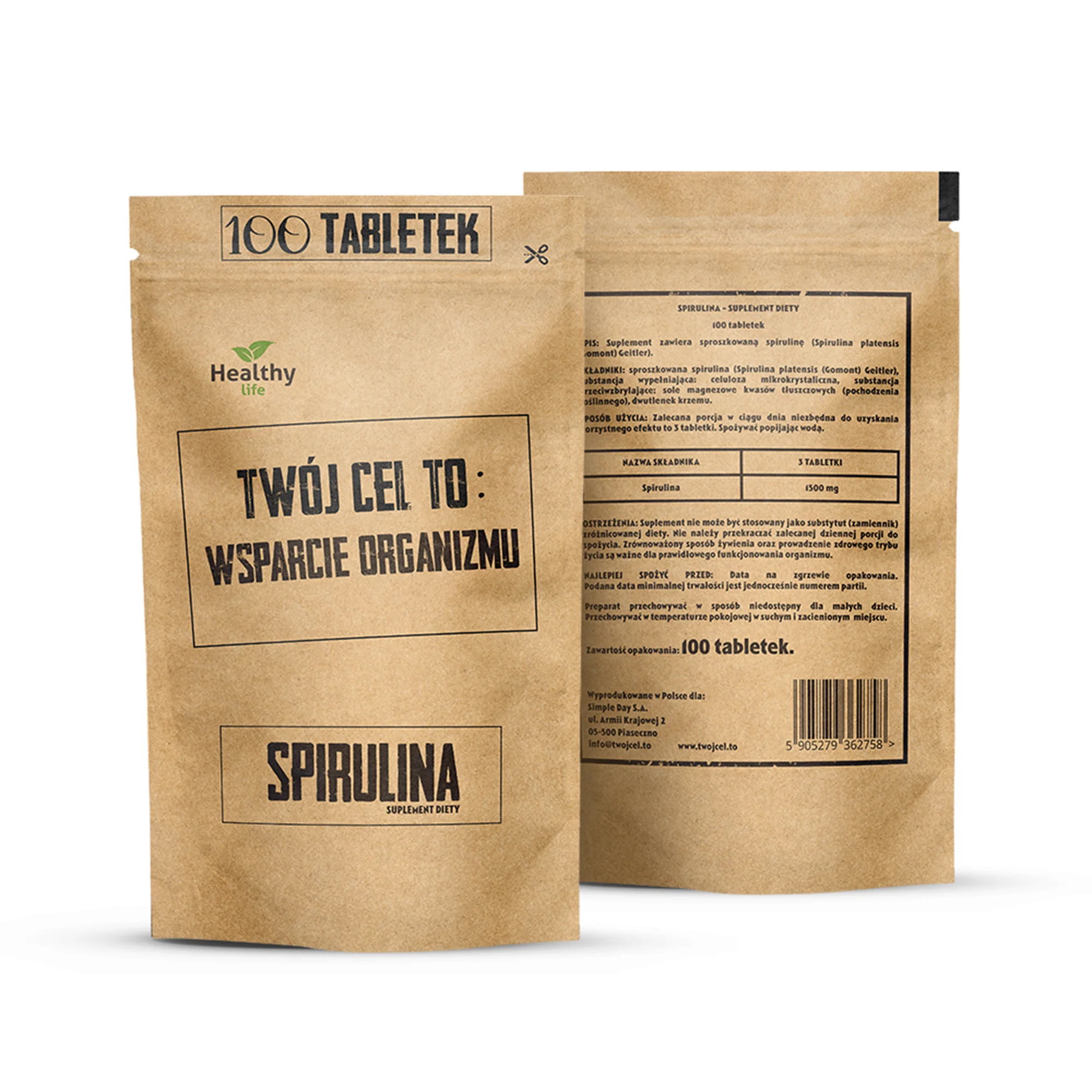 Twój cel to: Wsparcie organizmu - Spirulina 100 tabletek 