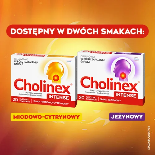 Cholinex Intense 20 pastylek twardych o smaku miodowo-cytrynowym