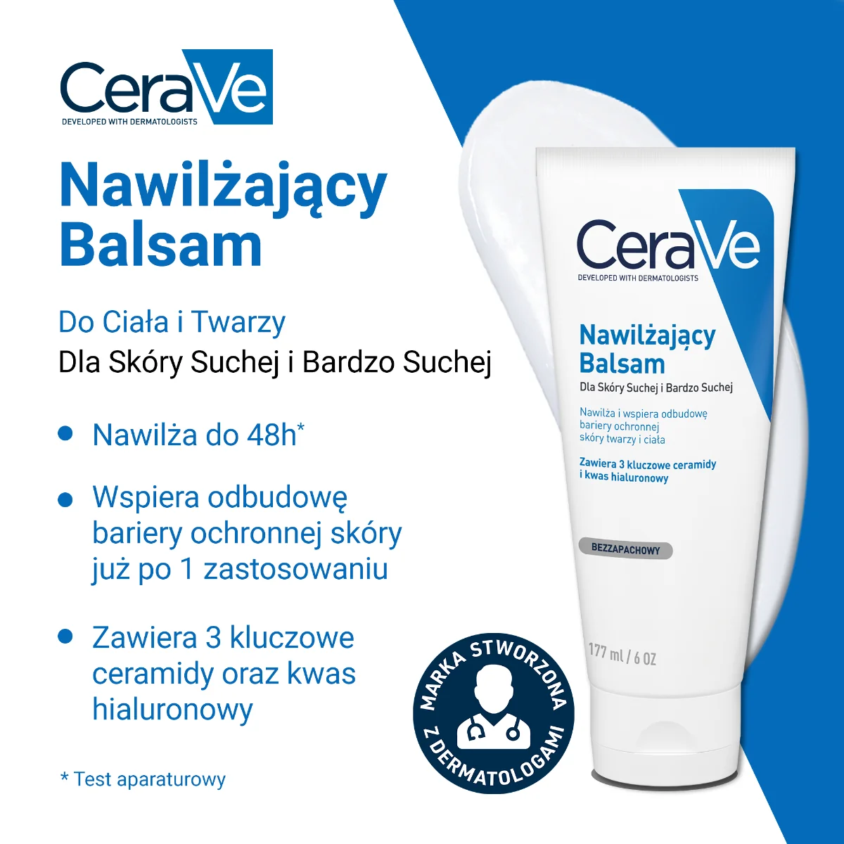 CeraVe balsam nawilżający do twarzy i ciała z ceramidami, 177 ml