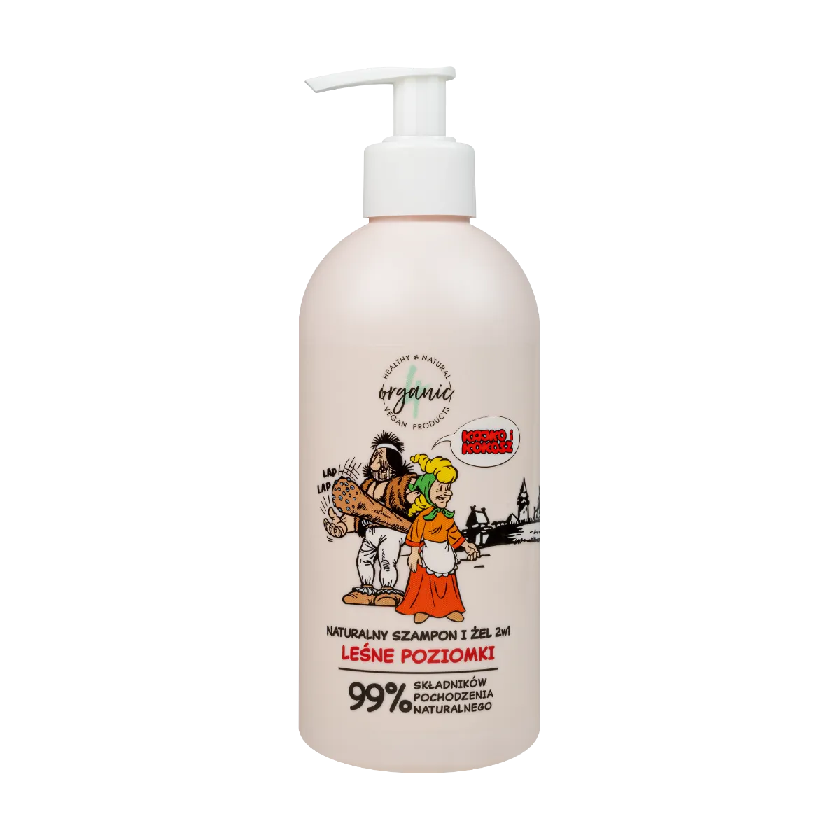 4organic Kajko i Kokosz naturalny szampon i żel do mycia dla dzieci 2w1 Leśne poziomki, 350 ml