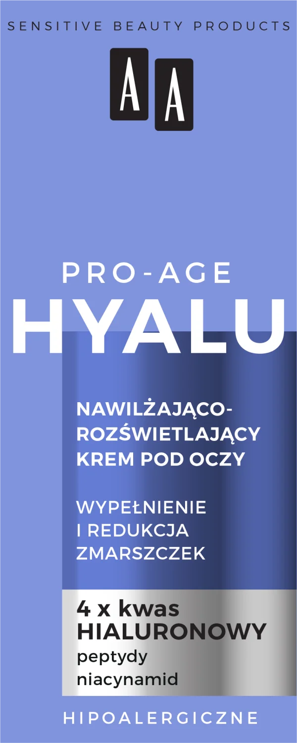 AA Pro-Age Hyalu, krem pod oczy, nawilżająco-rozświetlający, 15 ml