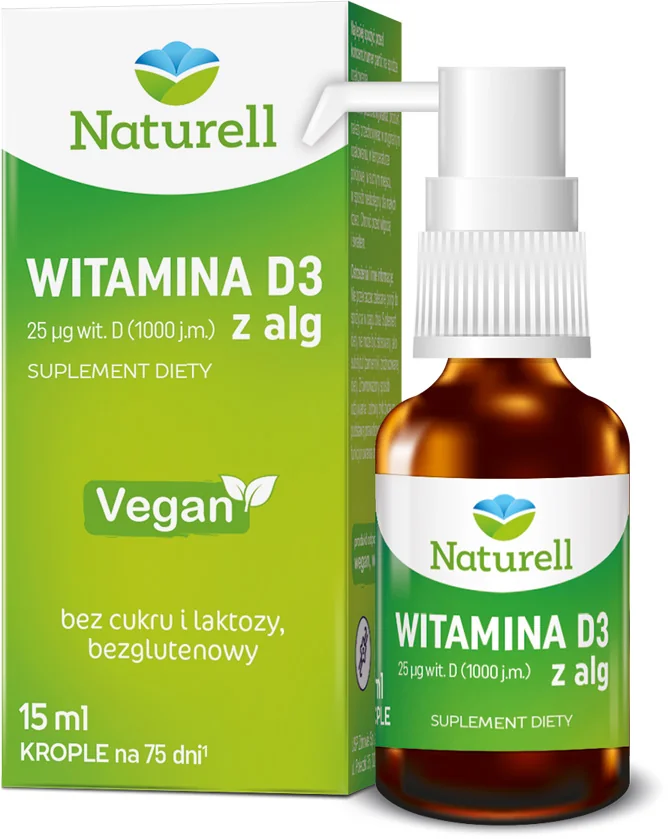 Naturell Witamina D3 z alg, suplement diety, 15 ml