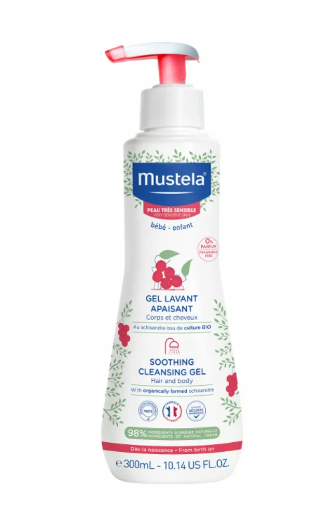 Mustela, łagodzący żel do mycia, 300 ml