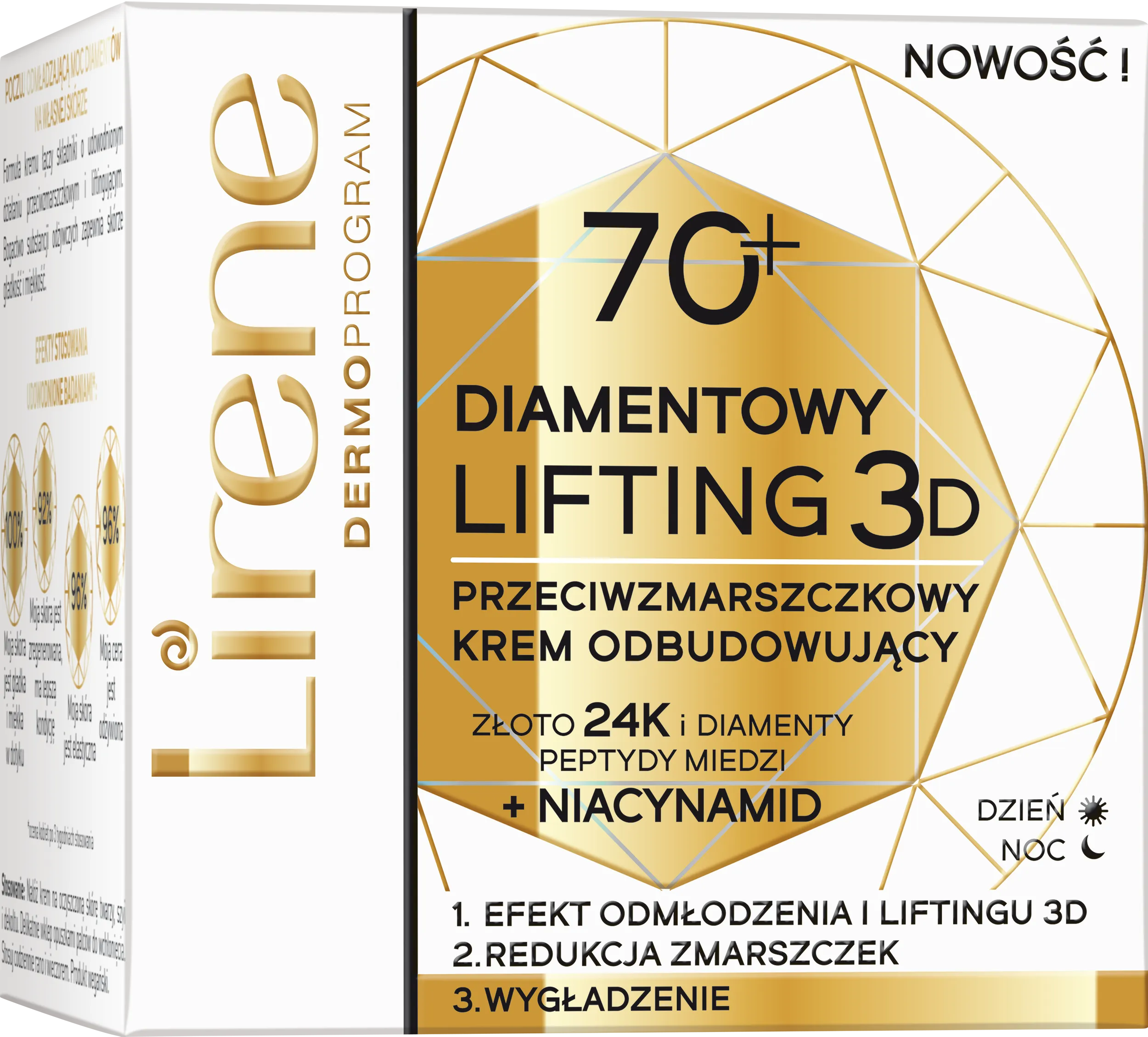 Lirene Diamentowy Lifting 3D krem przeciwzmarszczkowy krem odbudowujący 70+, 50 ml