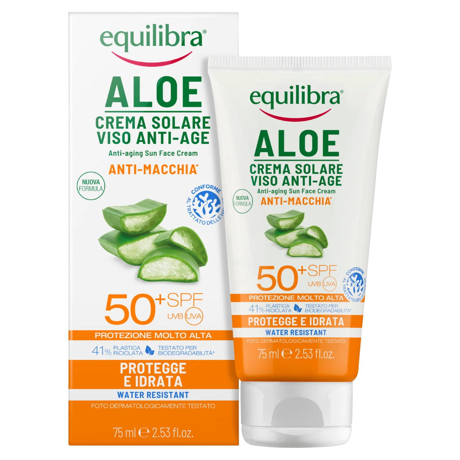 Equilibra Aloe Equilibra Aloe, krem przeciwzmarszczkowy do twarzy UVA UVB SPF50+, 75 ml