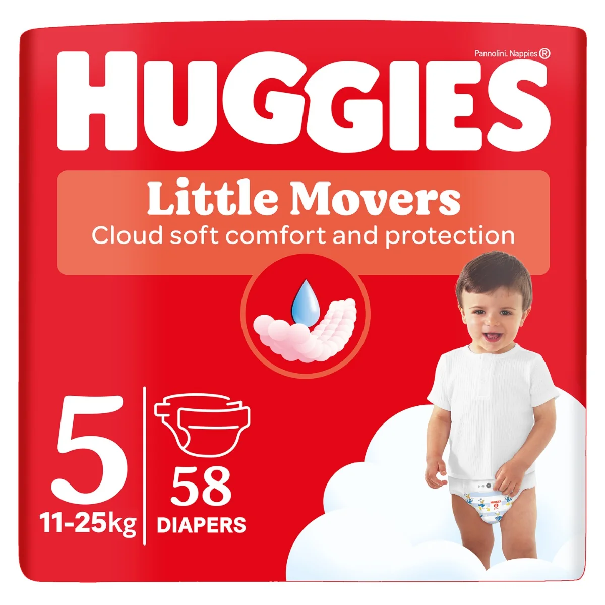 Huggies Little Movers pieluszki rozmiar 5 (11-25 kg), 58 szt.