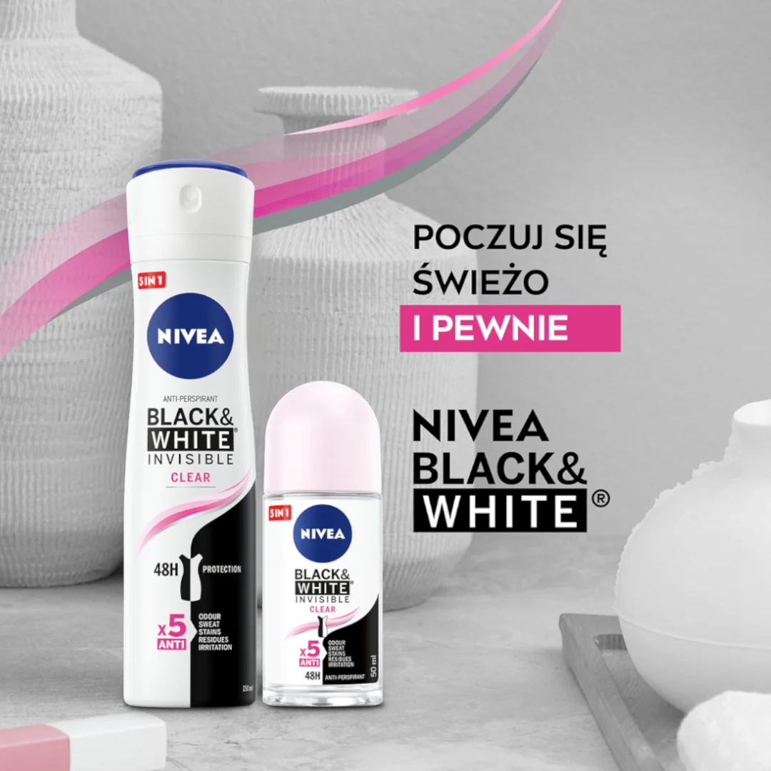 Nivea Black & White Clear antyperspirant w sprayu, 150 ml