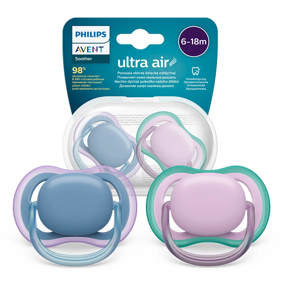 Philips Avent Ultra Air SCF085/34, smoczek uspokajający 6-18m, 2szt.