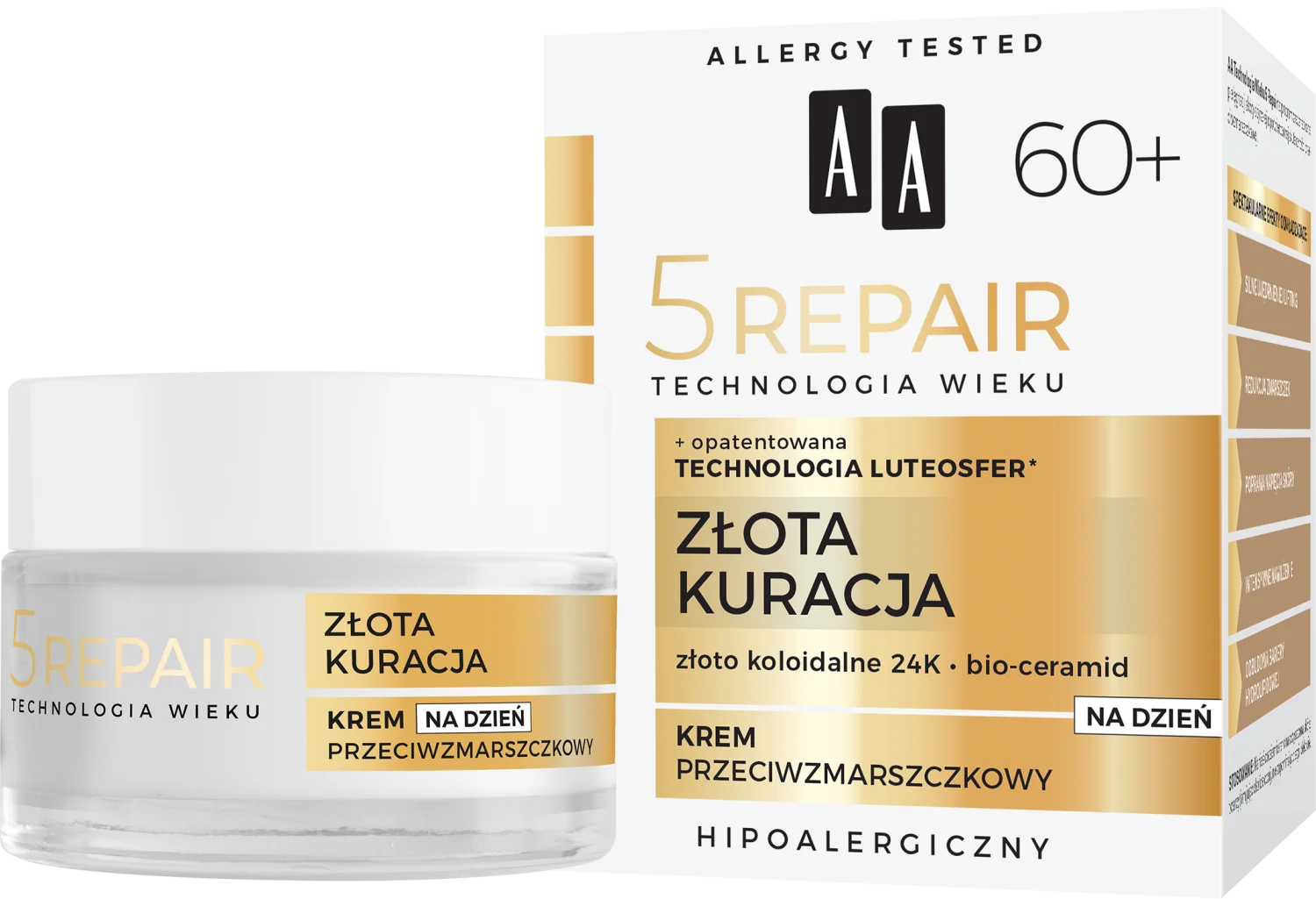 AA 5Repair Złota Kuracja krem do twarzy na dzień 60+, 50 ml