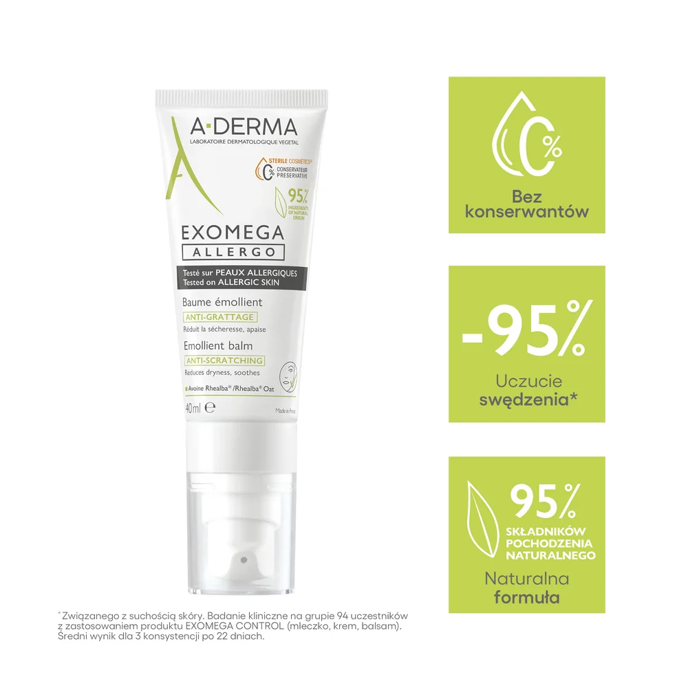 A-Derma Exomega Allergo Emollient Balm balsam do ciała, 40 ml