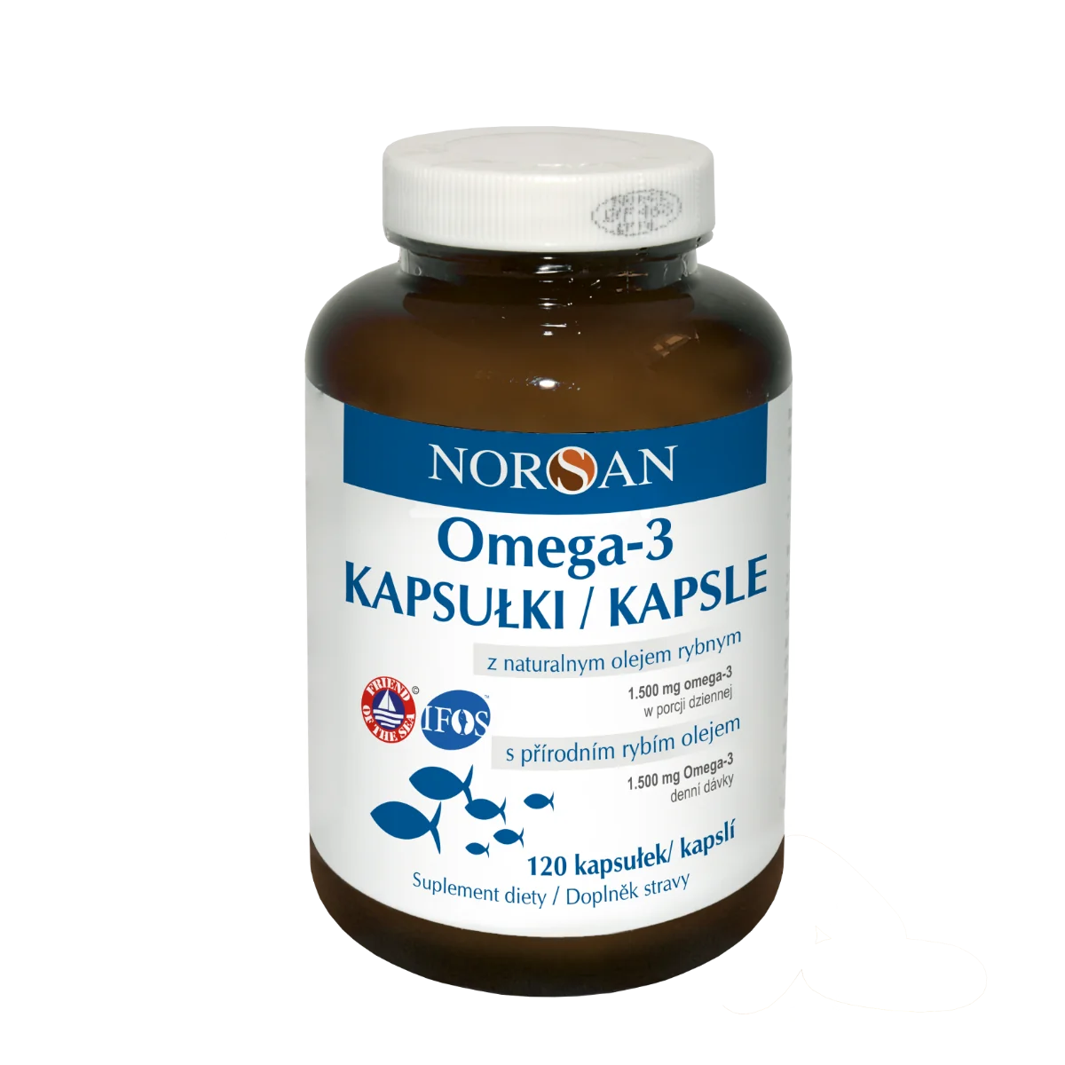 Norsan Omega-3, kapsułki z naturalnym olejem rybim i ekstraktem z rozmarynu, 120 kapsułek