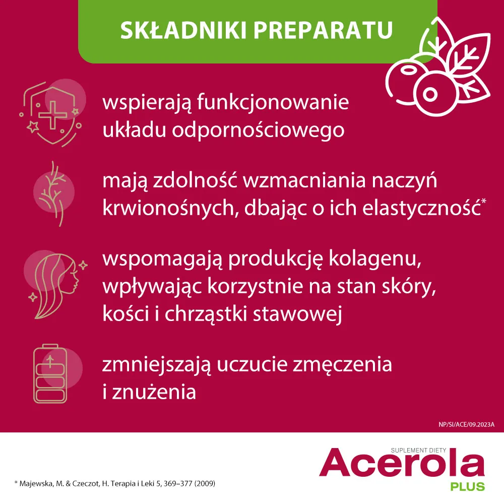 Acerola Plus, tabletki do ssania o smaku pomarańczowym, 60 szt. 