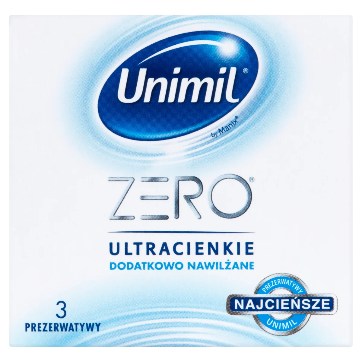 Unimil Zero, ultracienkie lateksowe prezerwatywy, 3 szt.