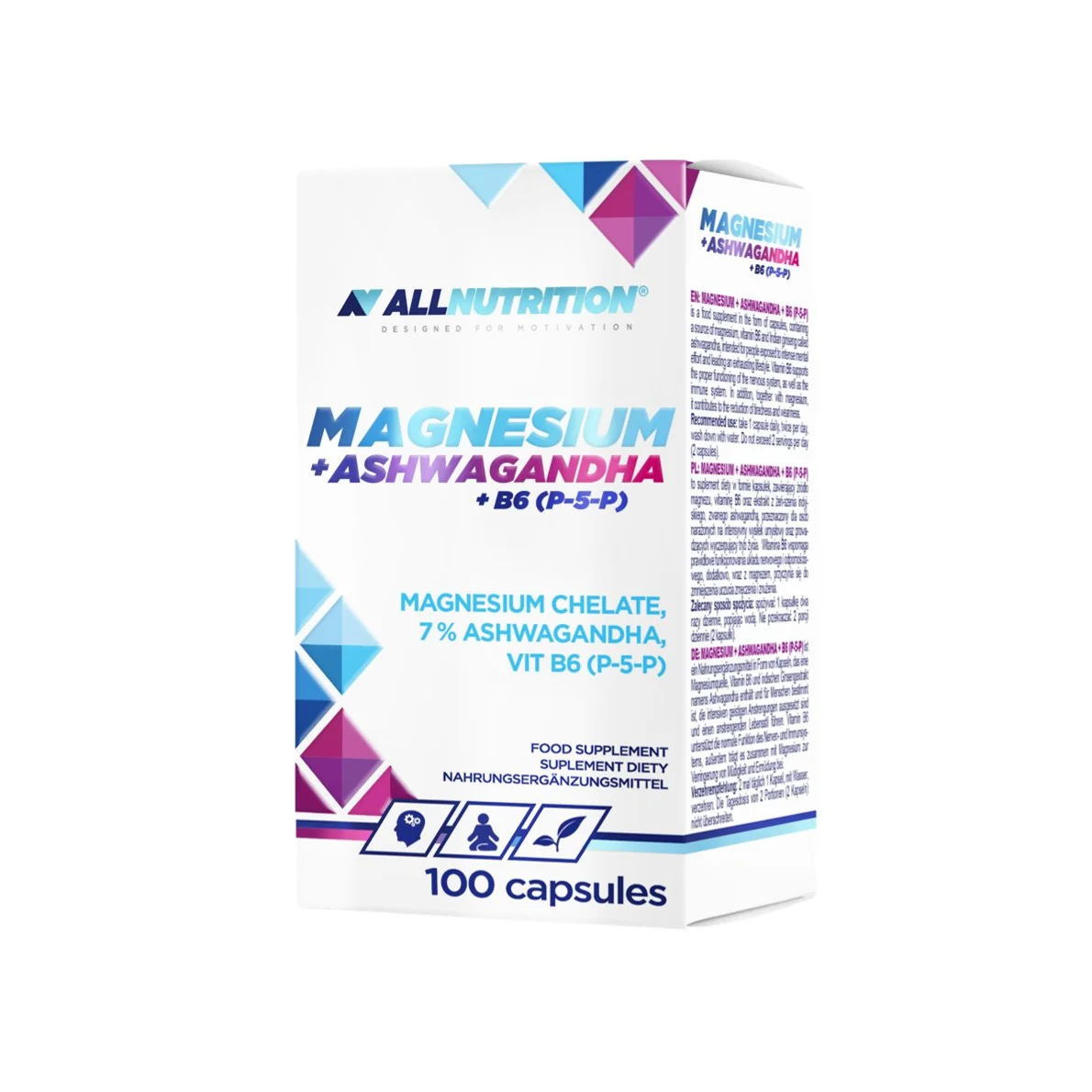 Allnutrition Magnesium + Ashwagandha + B6 (P-5-P), 100 kapsułek