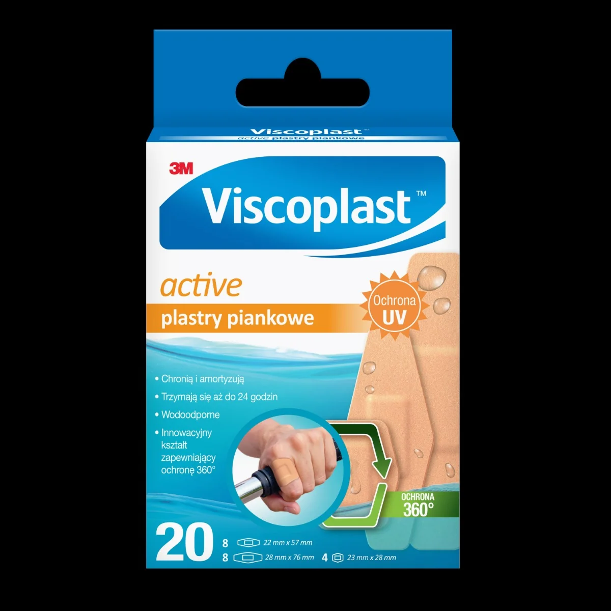 Viscoplast Active, plastry piankowe 3 rozmiary, 20 szt.