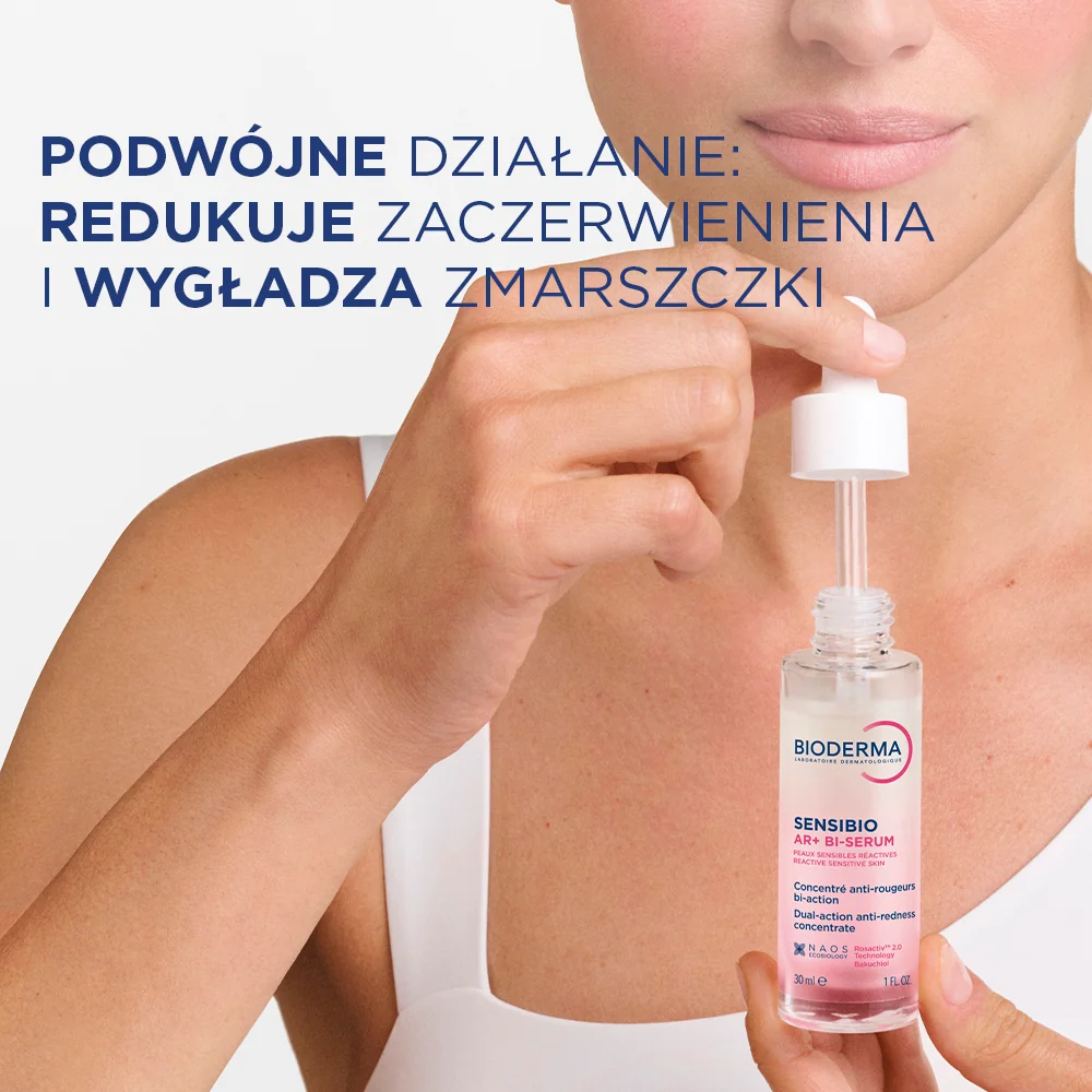 Bioderma Sensibio AR+ Bi serum o podwójnym działaniu redukuje zaczerwienia i wygładza zmarszczki, 30 ml