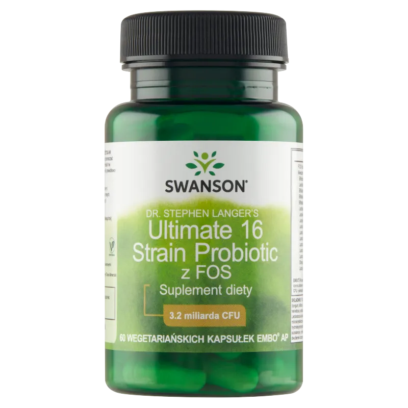 Swanson Ultimate 16 Strain Probiotic With FOS, suplement diety, 60 kapsułek 