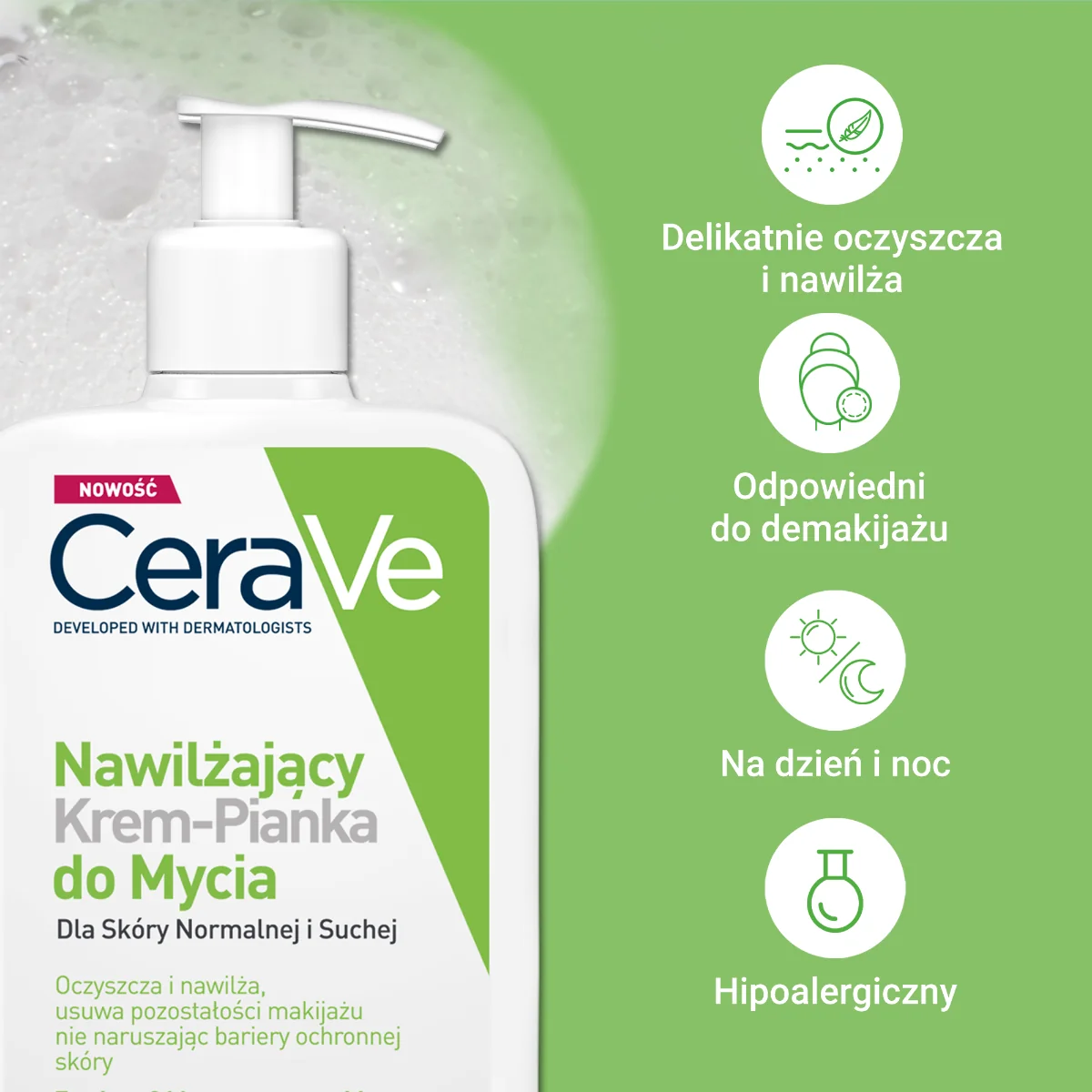 CeraVe nawilżający krem-pianka do mycia, 473 ml