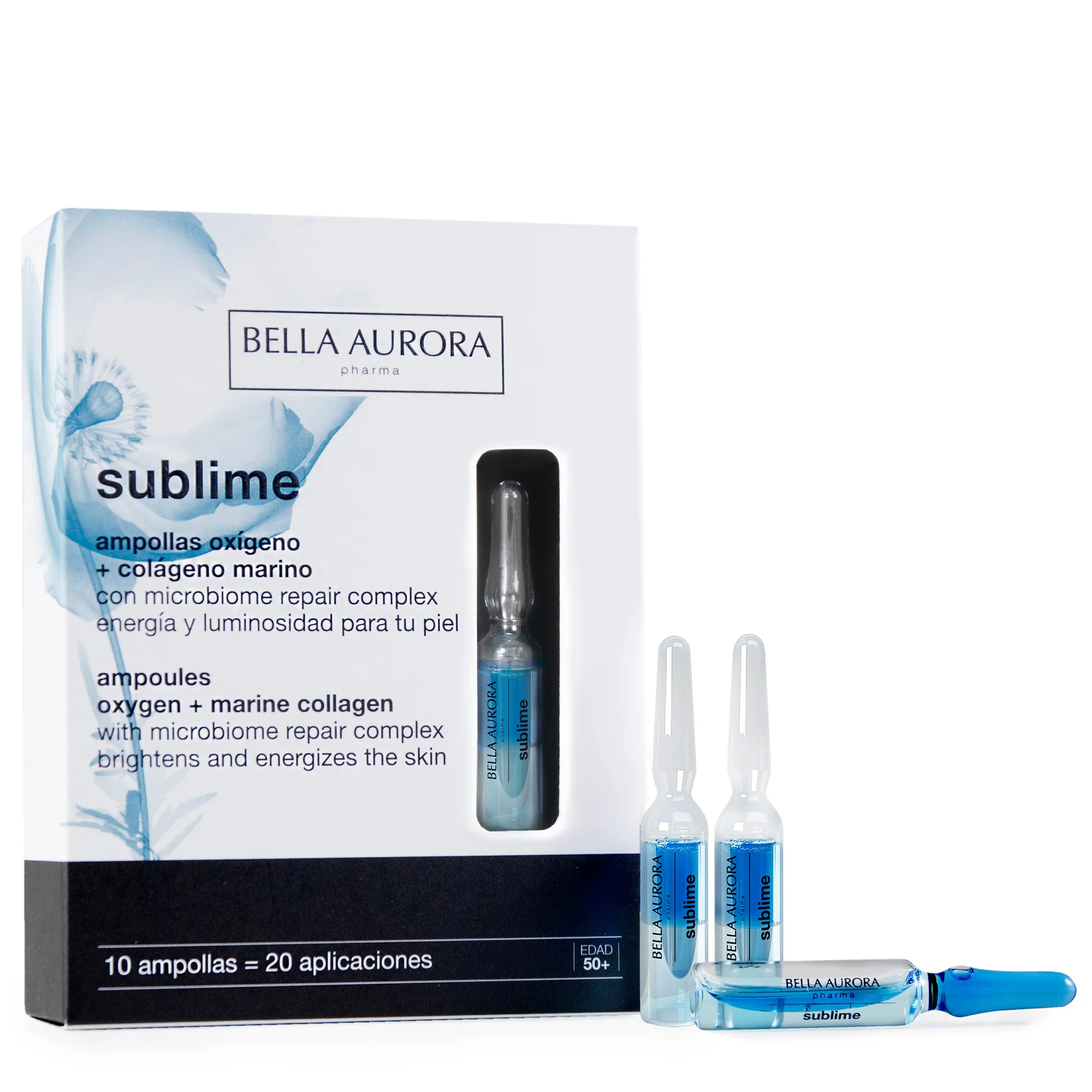 Bella Aurora Sublime, przeciwstarzeniowe ampułki z tlenem i kolagenem morskim, 10 x 2 ml