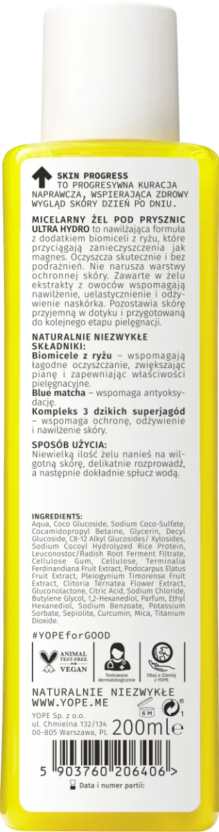 YOPE Skin Progress Ultra Hydro micelarny żel pod prysznic Water Fruits, 200 ml