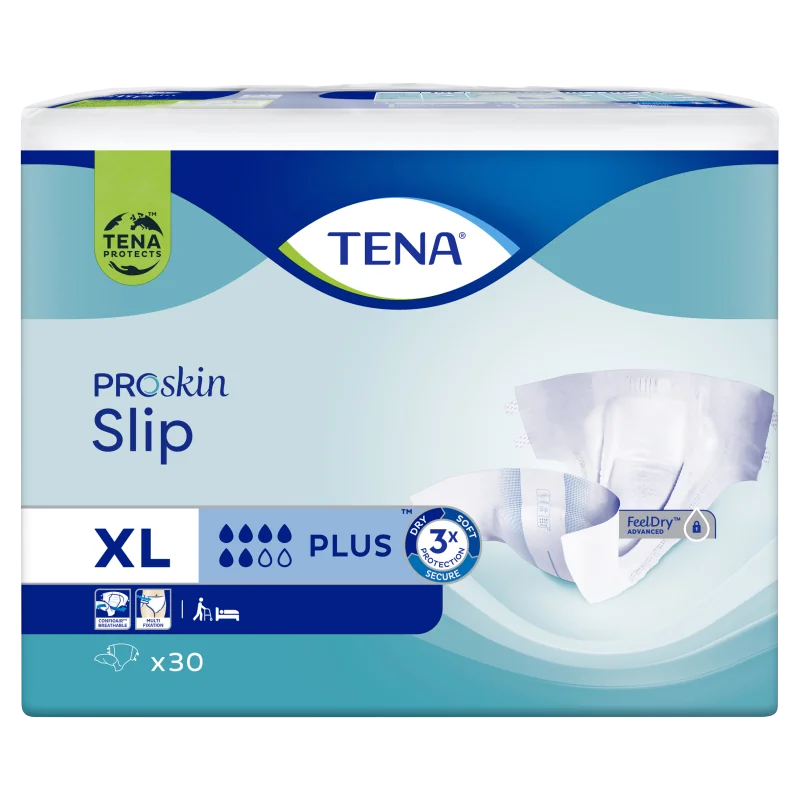 Tena Slip Plus, pieluchomajtki zapinane na rzepy, extra large 120-160 cm, 30 sztuk