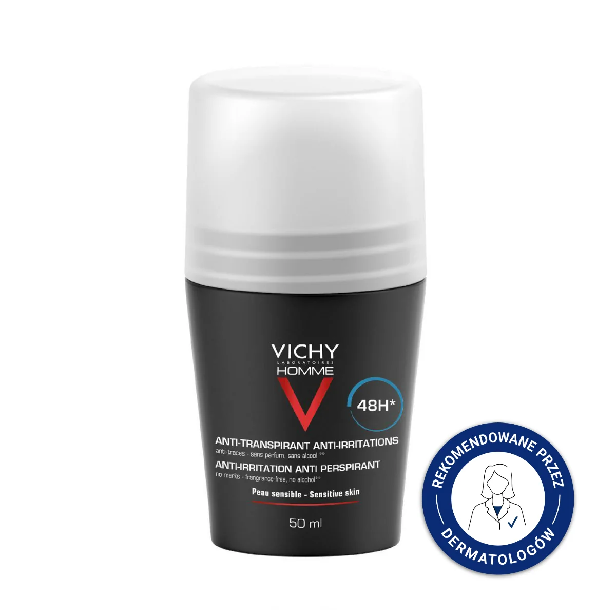 Vichy Homme, dezodorant w kulce do skóry wrażliwej, dla mężczyzn , 50 ml