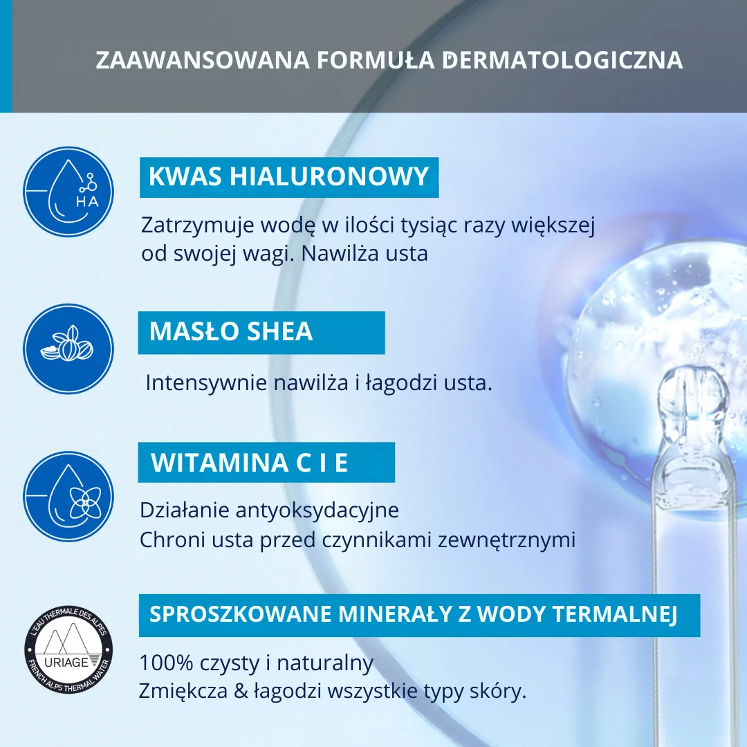 Uriage Eau Thermale nawilżajaco-odżywcza pomadka do ust, 4 g