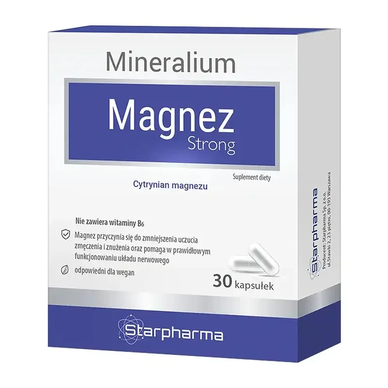 Magnez Strong, Cytrynian magnezu, 30 kapsułek