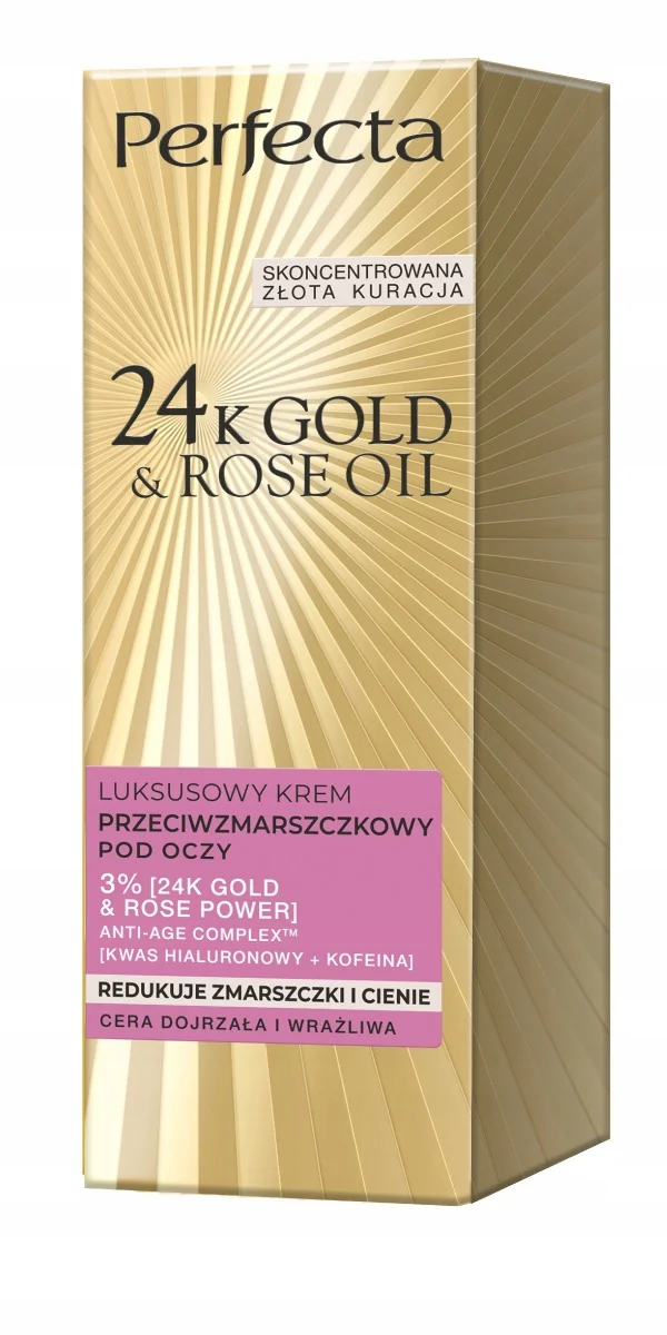 Perfecta 24K Gold & Rose Oil, luksusowy krem pod oczy, 15 ml