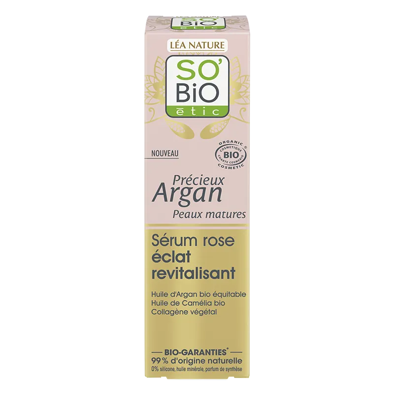 SO’BiO étic Precieux Argan różowe serum do skóry dojrzałej, 30 ml