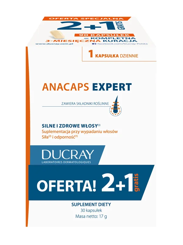 Ducray Anacaps, Expert na silne i zdrowe włosy, 3x 30 kapsułek