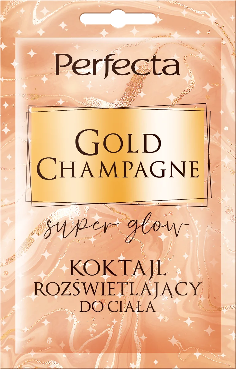 Perfecta Super Glow, koktajl rozświetlający do ciała Gold Champagne, 18 ml