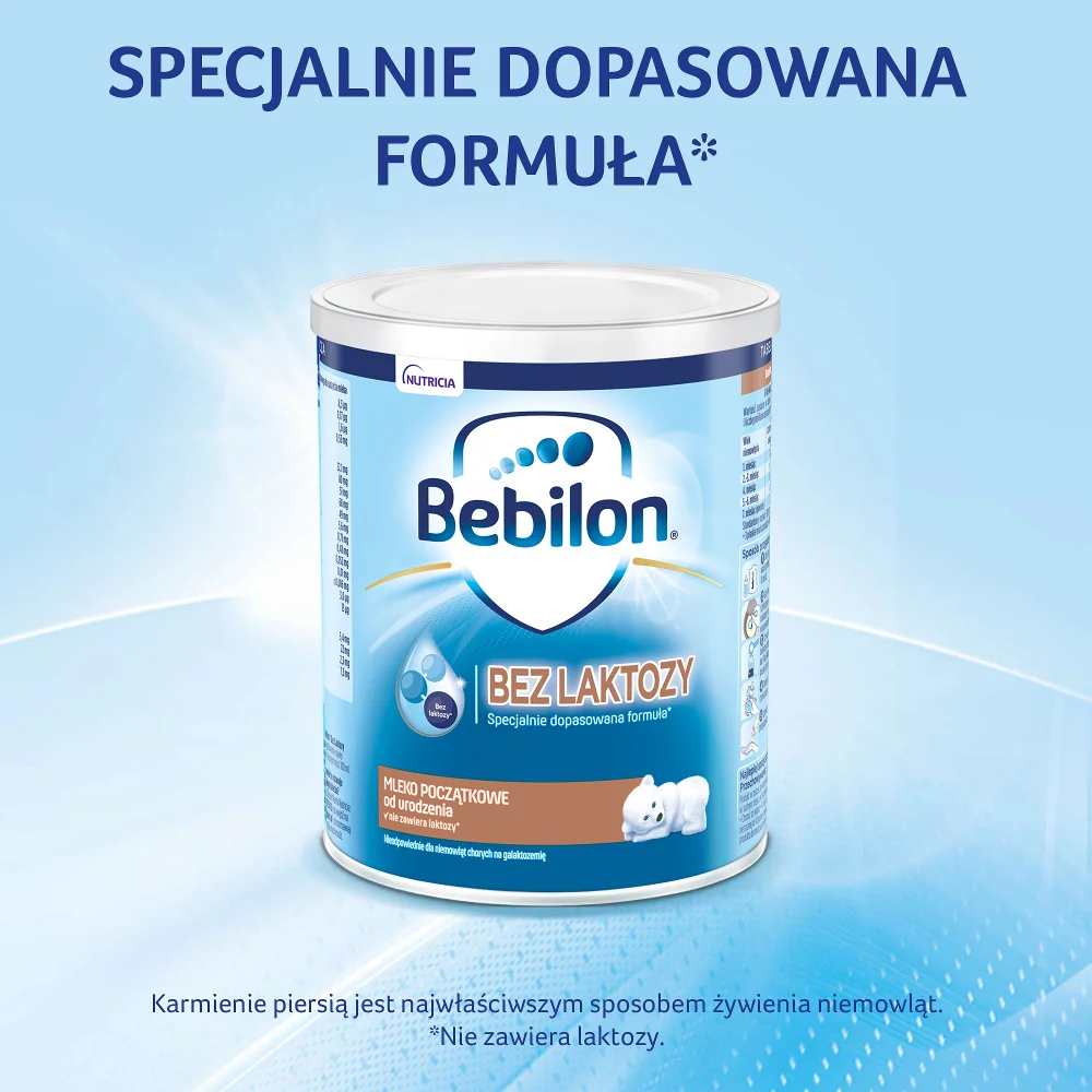 Bebilon BEZ LAKTOZY Pronutra mleko początkowe od urodzenia, 400 g