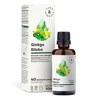 Ginkgo Biloba, ekstrakt Miłorząb Japoński 50:1, płyn, 50ml