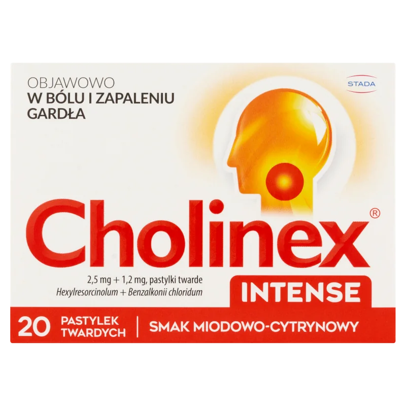 Cholinex Intense 20 pastylek twardych o smaku miodowo-cytrynowym