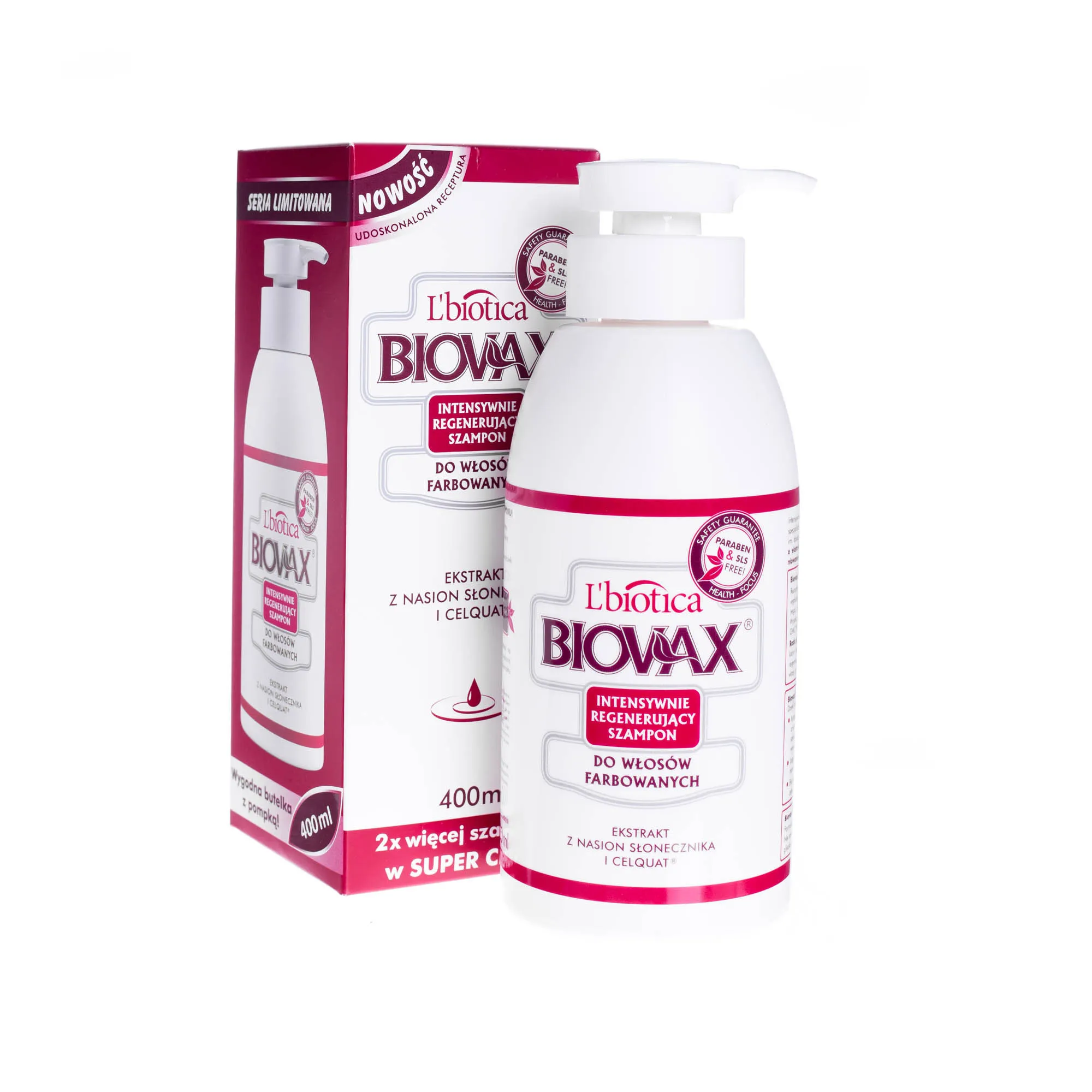 L'Biotica Biovax intensywnie regenerujący szampon do włosów farbowanych, 400 ml
