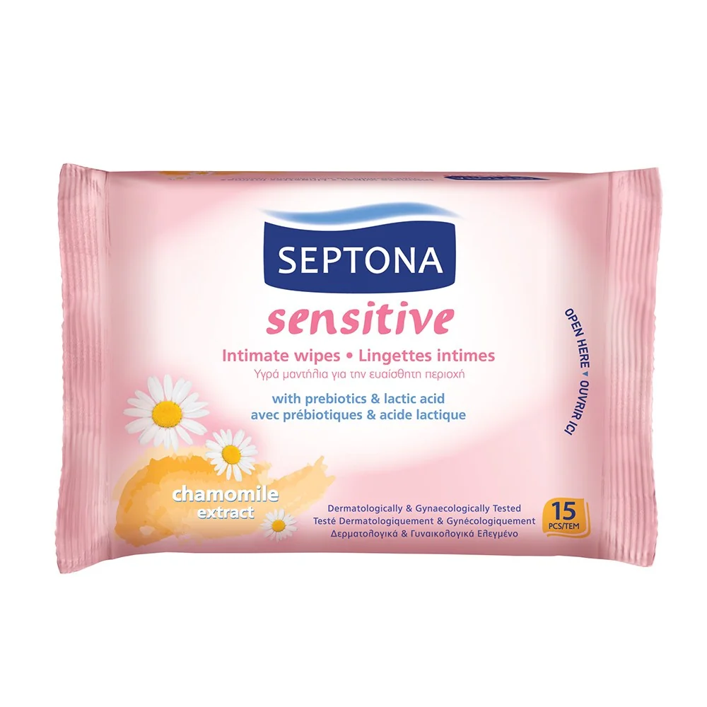 Septona Sensitive, chusteczki nawilżane do higieny intymnej, 15 szt.