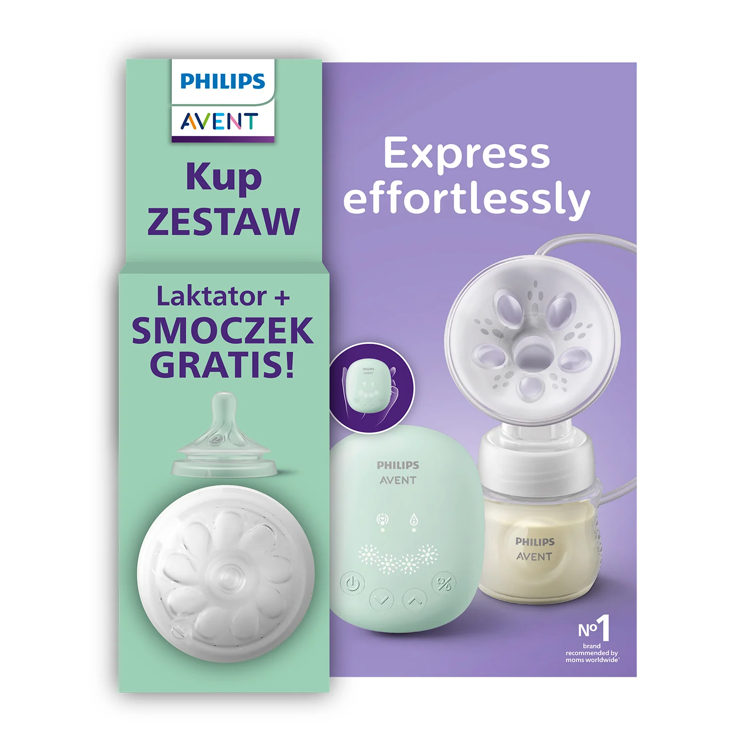 Philips Avent Laktator Mid end "Daisy" SCF323/11 + Smoczek SCY962/01, 1 zestaw 