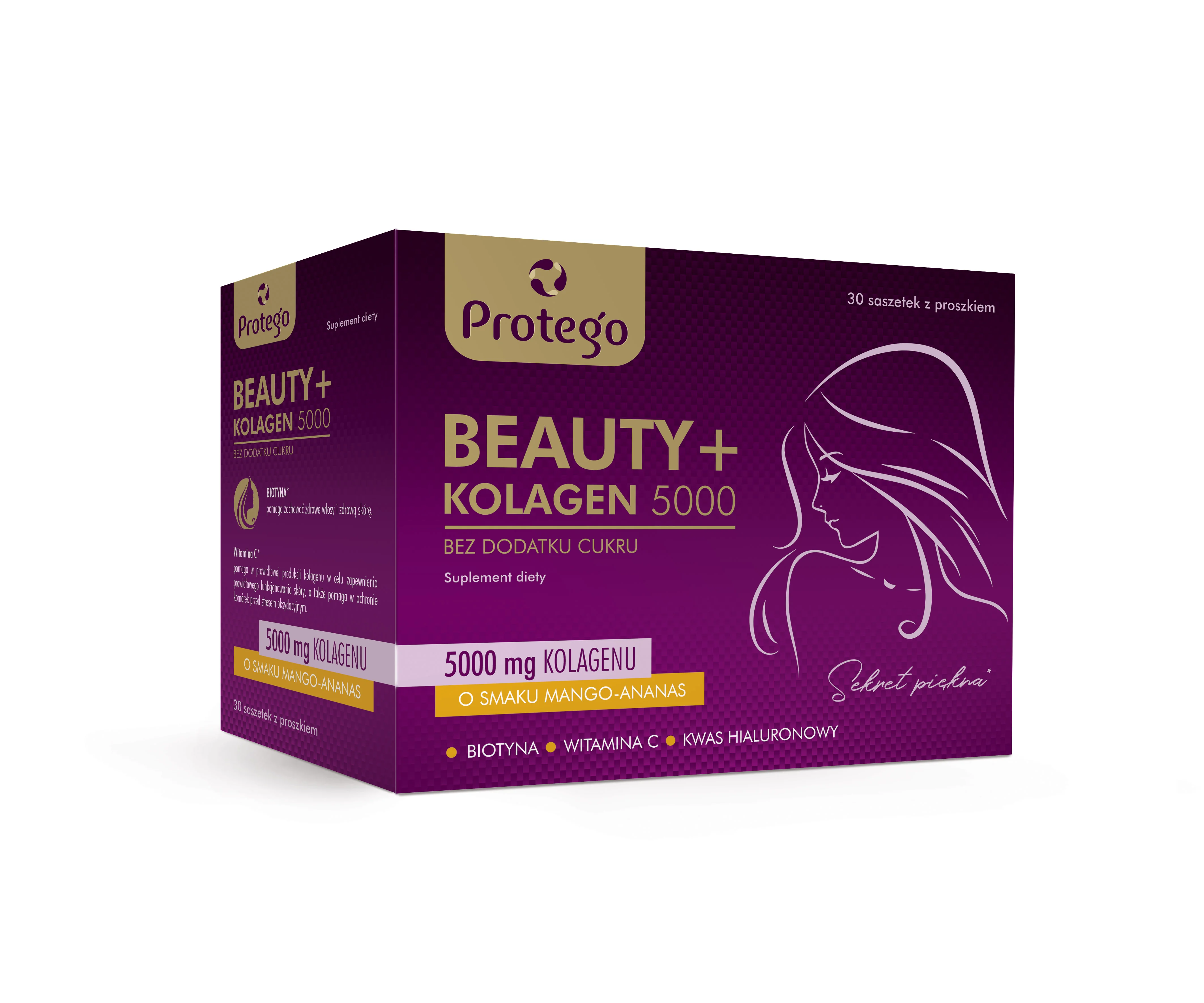 Protego Beauty + Kolagen 5000 30 saszetek o smaku mango-ananas