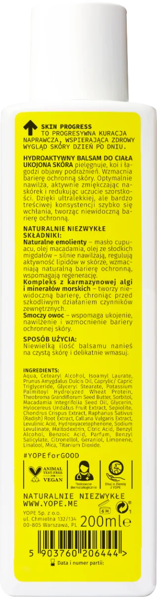 YOPE Skin Progress Ukojona Skóra hydroaktywny balsam do ciała Soft Fruits, 200 ml