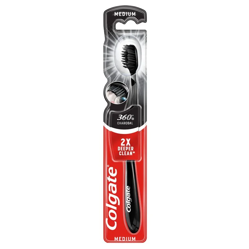 Colgate 360 Black Medium, szczoteczka do zębów średnia, 1 szt.