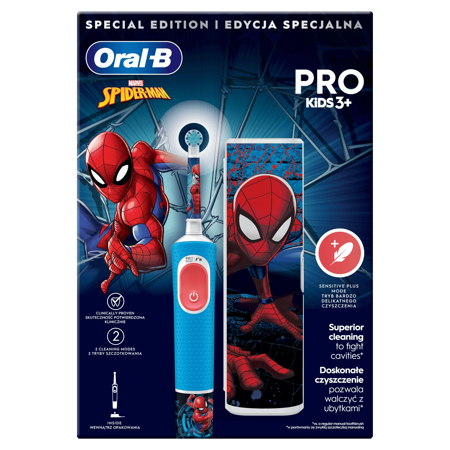 Oral-B Pro Kids 3+, Szczoteczka elektryczna, Spider-Man