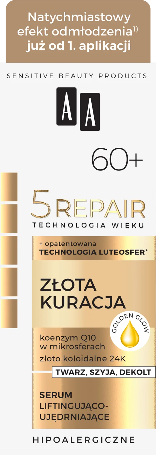 AA 5Repair Złota Kuracja, liftingująco-ujędrniające serum do twarzy 60+, 35 ml