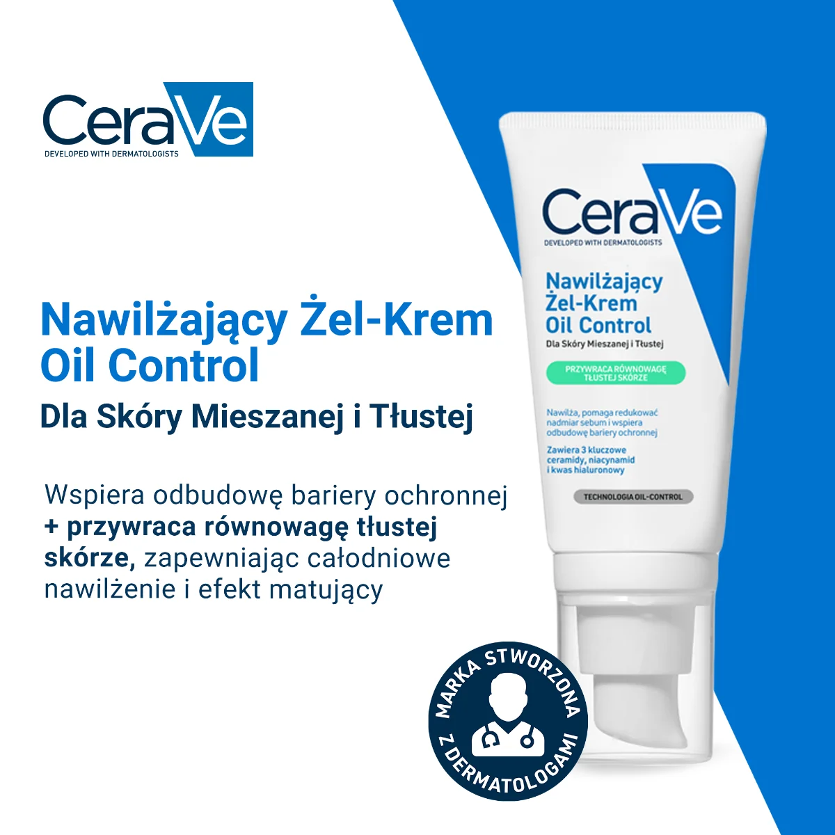 CeraVe Nawilżający Żel-Krem dla skóry mieszanej i tłustej, 52ml