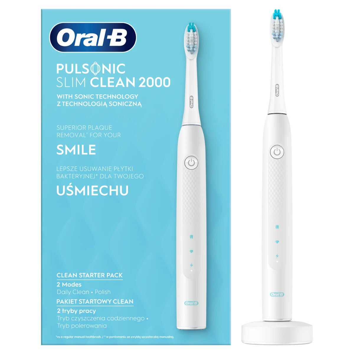 Oral-B, szczoteczka soniczna, Pulsonic Slim Clean 2000, White, 1 sztuka