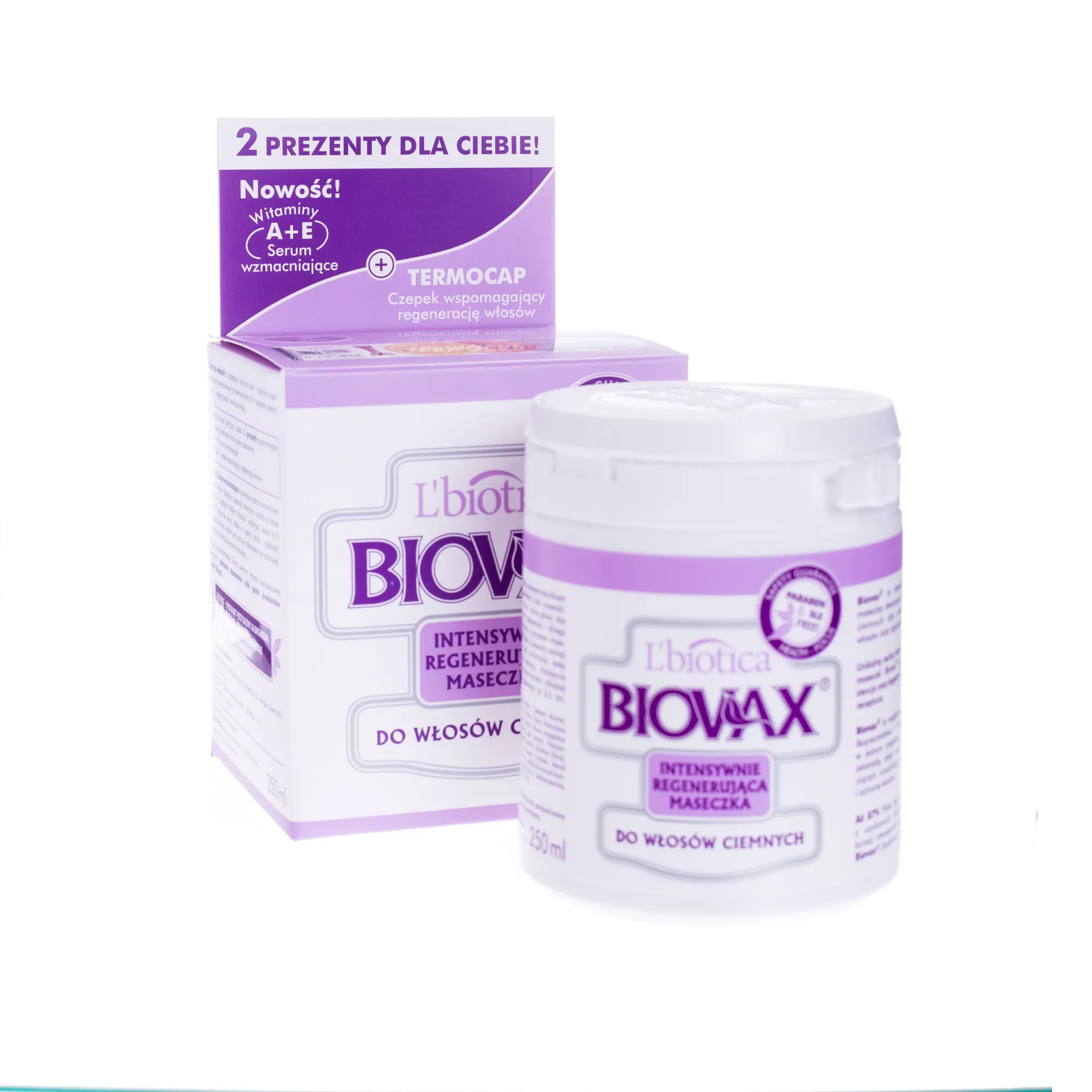L'Biotica Biovax, intensywnie regenerująca maseczka do włosów ciemnych, 250 ml