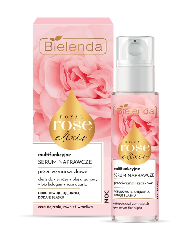 Bielenda Royal Rose, multifunkcyjne przeciwzmarszczkowe serum naprawcze na noc, 30 ml