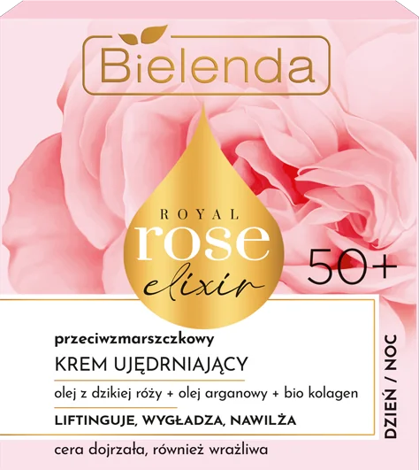 Bielenda Royal Rose przeciwzmarszczkowy półtłusty krem odbudowujący 50+, dzień/ noc, 50 ml