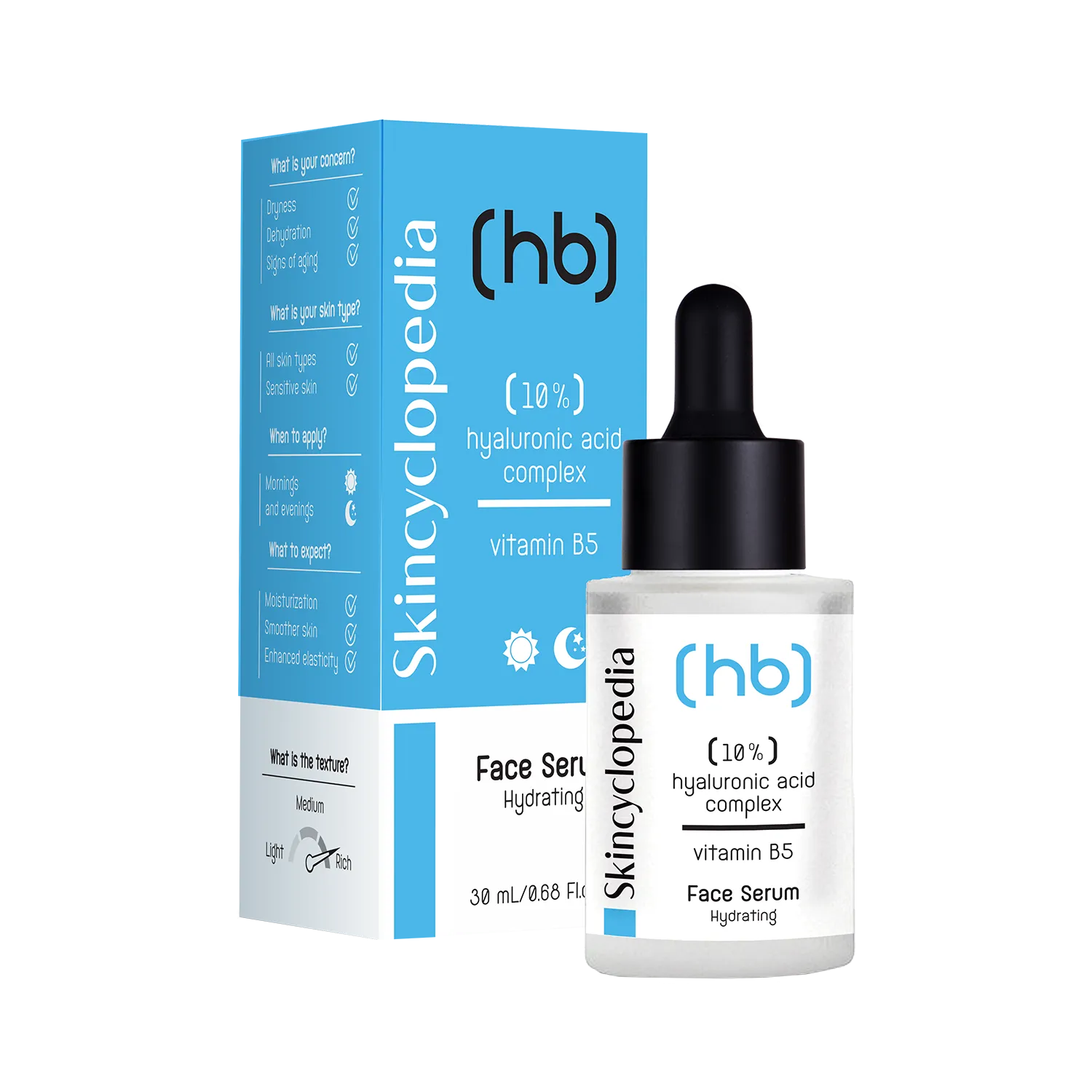 Skincyclopedia Face Serum skoncentrowane serum do twarzy z 10% kwasem hialuronowym i witaminą B5, 30 ml