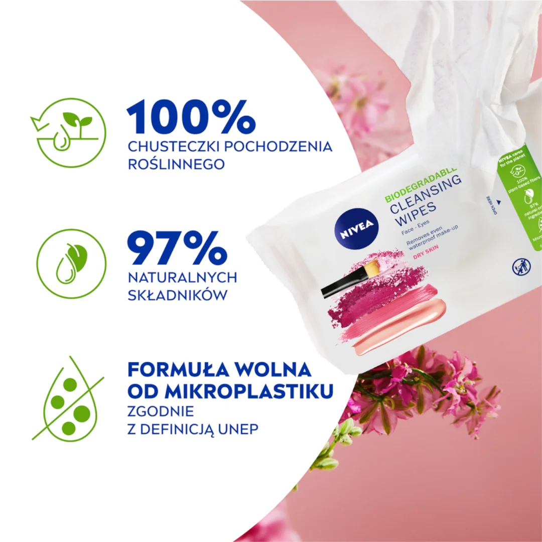 Nivea Nawilżane chusteczki do demakijażu 3 w 1 cera sucha i wrażliwa, 25 szt.